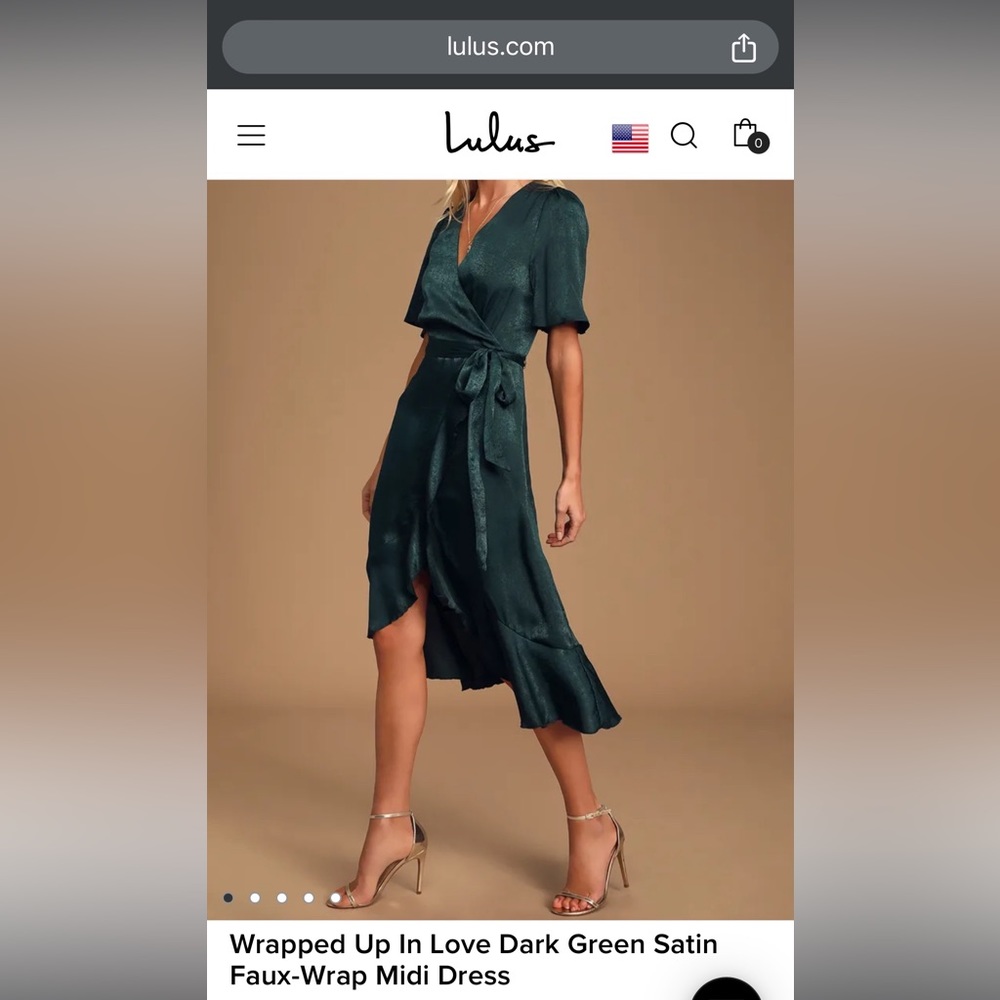 Wrapped Up In Love Dark Green Satin
Faux-Wrap Midi Dress size M